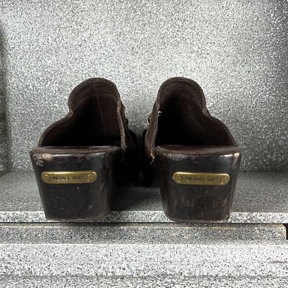 Michael Kors Chocolate Suede Clogs with Brass Studs - Picture 4 of 7